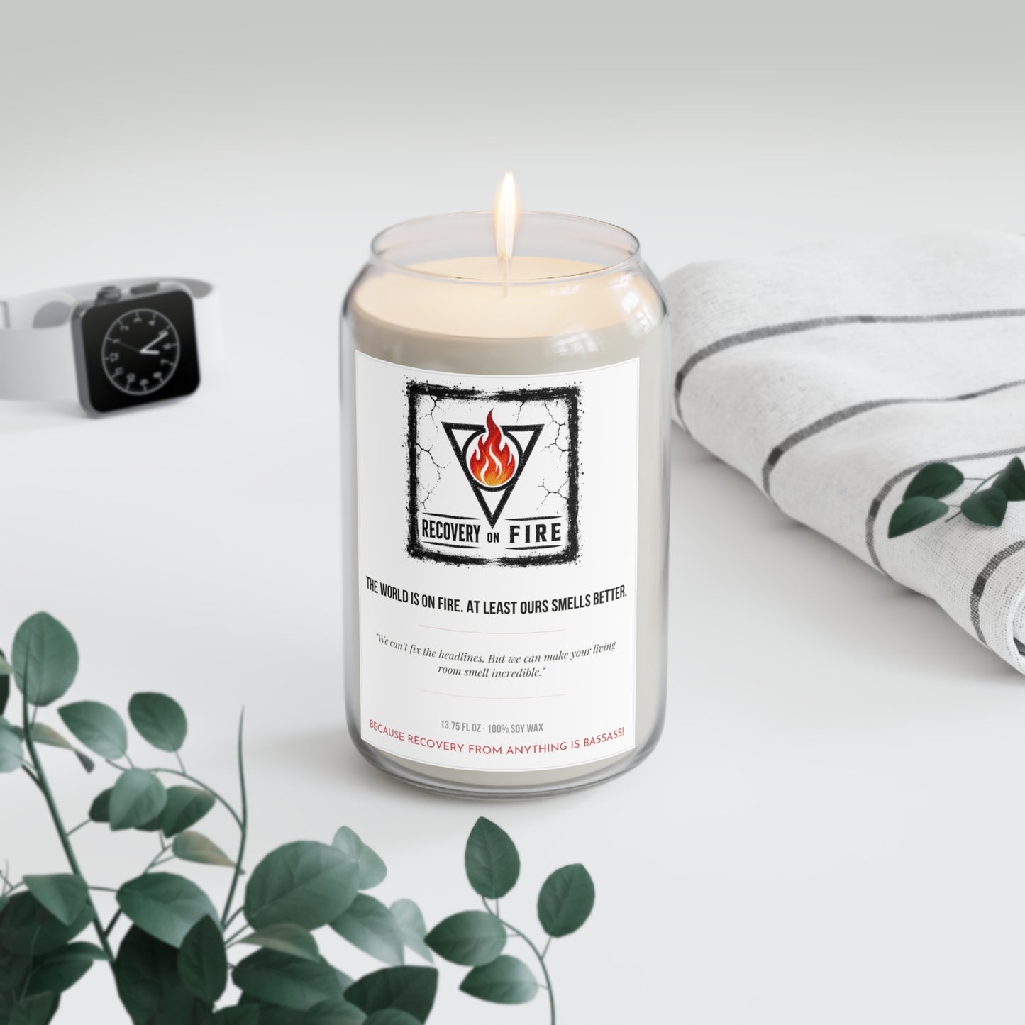 Recovery on Fire Scented Soy Candle — 13.75 oz Inspirational Aromatherapy Jar